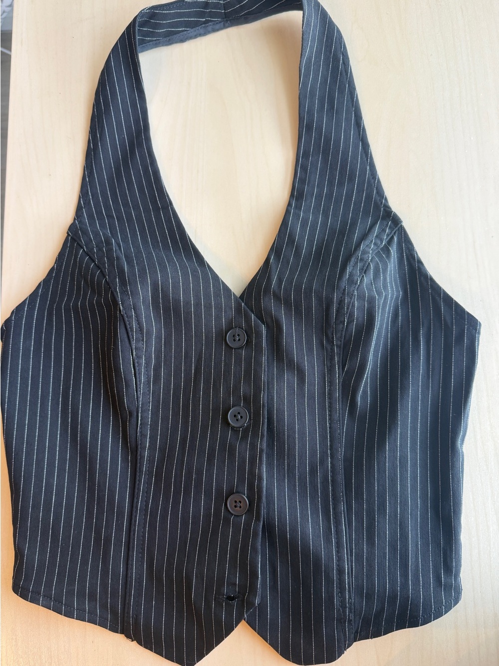 Black Pinstripe Halter neck top